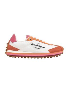 Ferragamo Iggy Nylon & Suede Sneaker Size 9 Women's White Fabric NEW